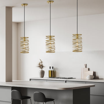 Helisa 7.25" Modern Contemporary Iron Spiral LED Pendant - JONATHAN Y